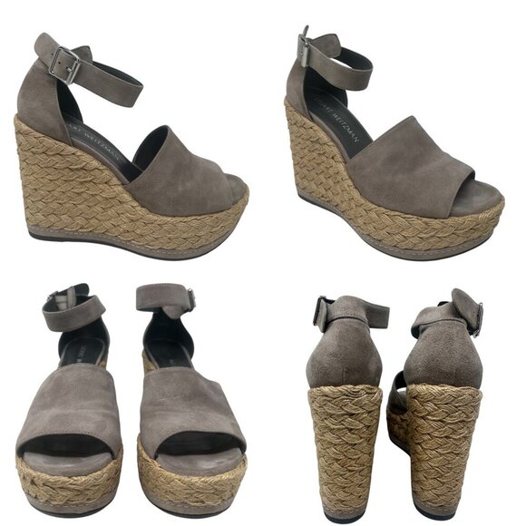 Stuart Weitzman Soho Jute Gal Platform Espadrille Topo Taupe Suede Leather 6.5 - Picture 13 of 14